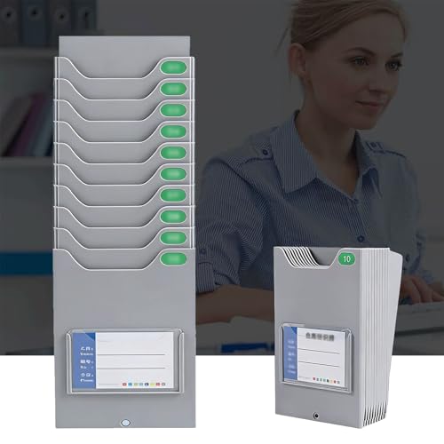 Time Card Rack Expandable Time Card Organizer Rack for Office Warehouse, Wall Mounted Plastic Job Ticket Holder, Space Saving Attendance Card System(30 Pockets)