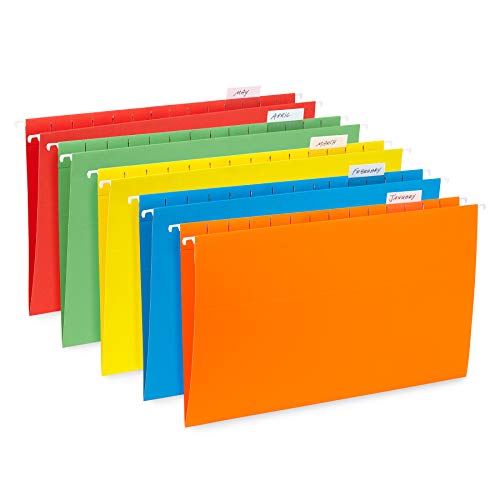 5 Legal Hanging File Folders, Reinforced Hang Folders, Designed for Home and Office Color Coded File Organization, Legal Size, Assorted Colors, 5 Pack