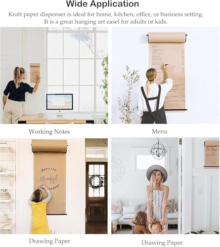 LNNW Kraft Paper Dispenser Wall Mount Butcher Paper Dispenser Cutter, 37/67/ 97cm Wide Butcher Paper Roll Holder Heavy-Duty Decorative Message Boards for Wall(97cm/38.2in Wide)