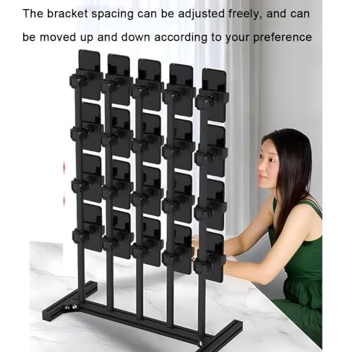 Rygcrud Multiple Phone Stand for Desk, Phone Holder Group Control Display Height Adjustable for Live Streaming, Retail, Studio(10)