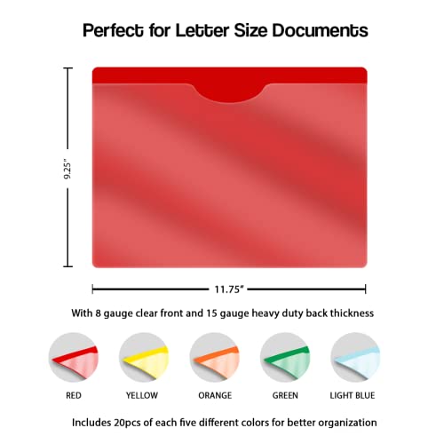 Assorted Plastic Folders with Pockets and Clear Cover, Doctor Stuff, Letter Size, Top Loading Vinyl File Folders, Job Jacket, Documents Holder, Pack of 100