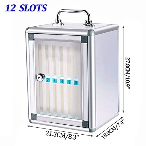 EliteBloom Slot Box,Storage Box,Office Storage,Lock Box Phone,Key Lock,Phones Holder Storage Box,Wall-Mounted,Silver-12Slots