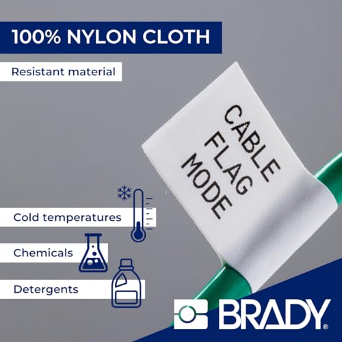Brady Authentic (M4-141-499) Aggressive Adhesive Multi-Purpose Nylon Labels 2.25" H x 1" W Black on White, 90 Labels. for use with The BMP41, BMP51, and M511 Label Printers