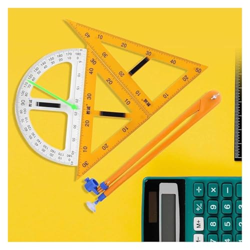 ZXKLXYY Drafting Tools Magnetic Geometry 4 Piece Set, Large Math Ruler Set Educational Material, Includes Compass, Triangle, and Ruler for Classroom Blackboard Office