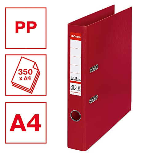 Esselte A4 Lever Arch File, Bordeaux, 52mm Spine, Plastic, Pack of 10, 811520