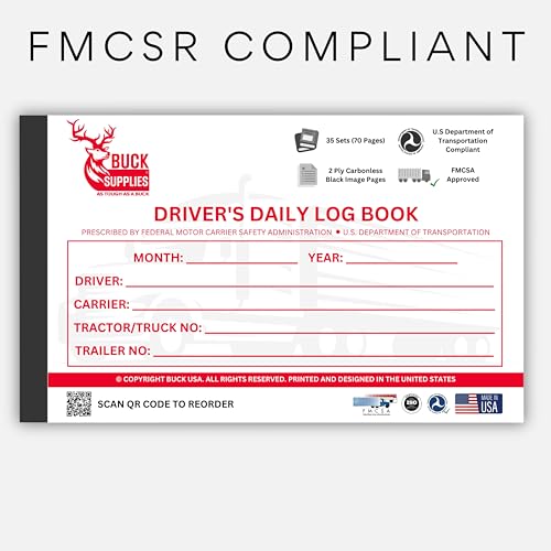 250 Pack Driver Daily Log Books for Truck Drivers with 7 & 8 Day Recap - 35 Sets of Forms Per Log Book, 2-Ply Carbonless, 5.5" x 8.5", DOT Log Book for Truck Drivers, FMCSA Compliant, Easy Tear-Out