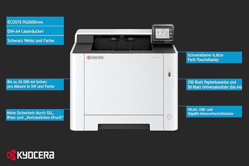 KYOCERA Ecosys Pa2600Cwx Colour 1200 X 1200 Dpi A4 Wi-Fi, W129022905 (X 1200 Dpi A4 Wi-Fi)