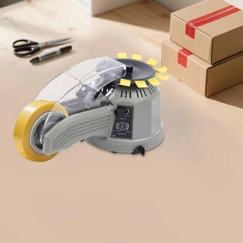 Automatic Tape Dispenser, 110V Electric Tape Cutter, Adjustable Length, ABS & Tungsten Steel, Heavy Duty for Packaging, Warehouse, Office, Carton Sealing, 25W, Grey