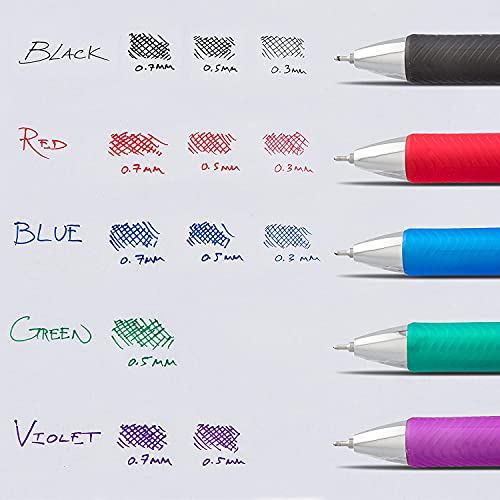 Pentel Energel 0.5 mm Rtx Retractable, 12 Pack of 6 Black & 6 Blue Ink Pens Needle Tip, Pens 0.5 mm Fine Point