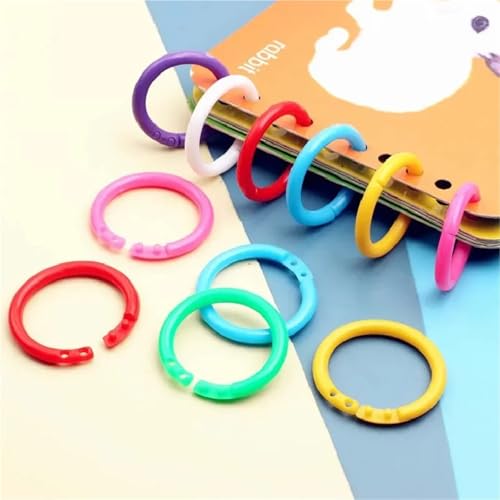 Binder Rings 500Pcs 15/20/28/32/40mm Plastic Ring Binder DIY Albums Circle Loose-Leaf Book Hoops Opening Office Binding Supplies Photo Album(28mm Color Mix)