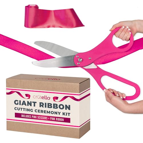 Crutello Ribbon Cutting Ceremony Kit - 20" Giant Pink Scissors & Ribbon