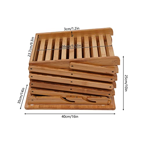 SHIPUNAYE Bamboo Magazine Rack, Foldable 5 Layer Brochure Display Stand, Storage Organizer Literature Rack, Lightweight Pop-Up Holder Display Stand for Library, Tourist Attraction, Showroom, Office