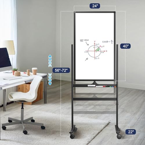 Tankee Rolling Whiteboard 40x24 Inches Magnetic Dry Erase Board with Stand