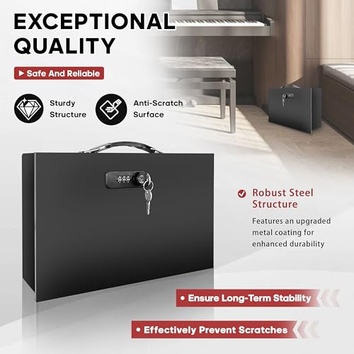 YIYITOOLS Fireproof Waterproof Lock Box, Key & Combination Dual‑Lock Safe