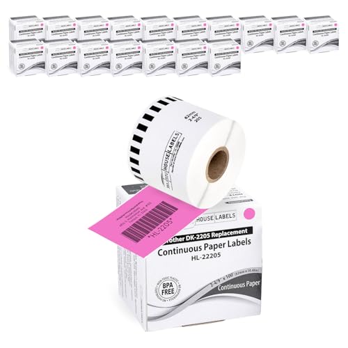 HouseLabels Compatible with Brother DK-2205, Pink, 2-4/9" x 100'