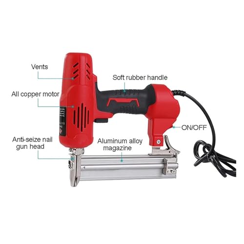 Oil-Free Pneumatic Staple Gun Heavy-Duty Stapler 2600W F30 Electric Nail Gun Woodworking Frame Stapler Furniture Construction Nail Gun Electric Tools 220V Electric Nail Gun