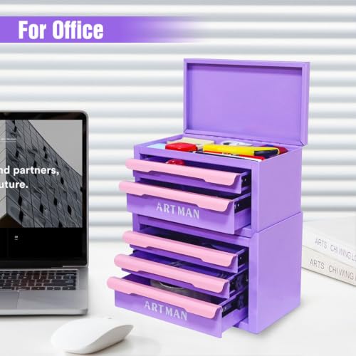 AMZXPLORE 2+3 Layers Stackable Desk Organizer, Steel Storage Box