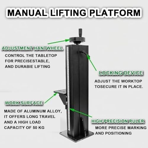 Eoweiot Manual Z-Axis Lifting Platform for Optical Experiments,Adjustable Aluminum Alloy T-Screw Column Lab Lift Table (70cm)
