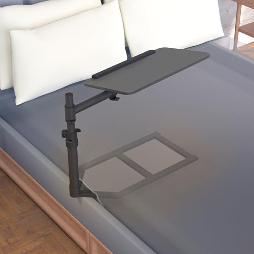 Height Adjustable Under Mattress 20 inch Bedside Desk, Works with Lofts and Beds Without Frames, Tilting Desktop, Fits Laptops, Books, and More, Black