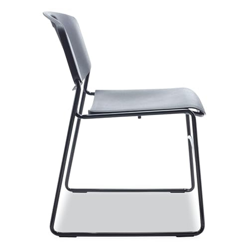Alera alera Resin Stacking Chair, Supports up to 275 lb, 18.50" seat Height, Black seat, Black Back, Black Base, 4/Carton
