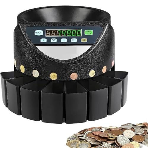 Electronic Coin CounterSorter, Portable Shops Coin Sorter,Digital Coin Counter Sorter,r with LCD Display/Handle Panel, for Supermarket, Shop