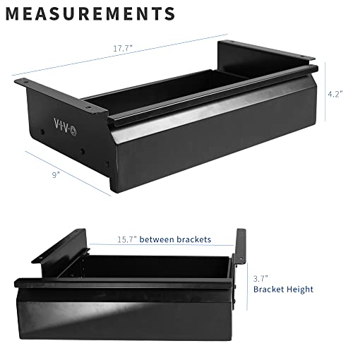 VIVO Black 16 x 9 inch Under Desk Slide Out Drawer, DESK-AC03A-B