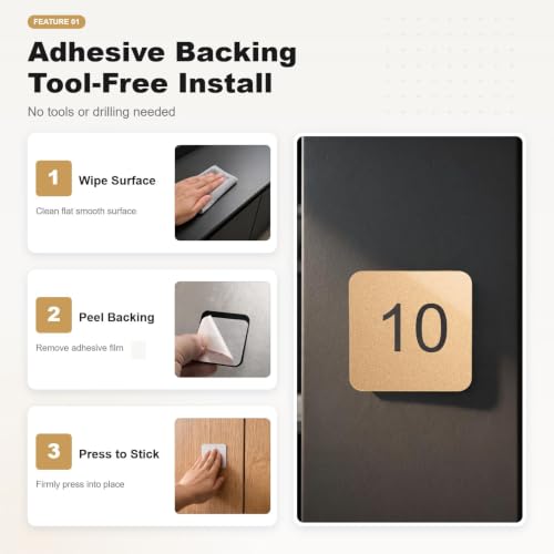 1-30 1-80 1-300 Self-Adhesive Backing Locker Numbered Plates Black