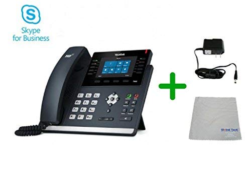 Global Teck Bundle of Yealink T46S Skype for Business SIP POE Phone, Power Supply with Microfiber Cloth, Requires VoIP Service
