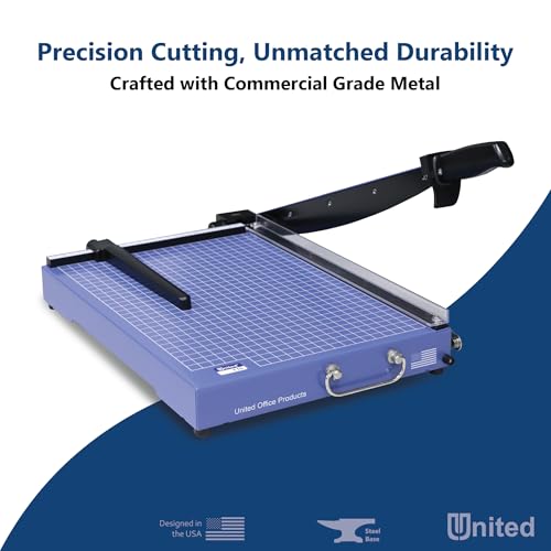United Office Products T15A Commercial Guillotine Paper Trimmer, Sturdy Steel Base, 15" Cut Length, 15 Sheet Capacity, Self-Sharpening Blade, Precision Paper Cutter for Office, School & Crafts