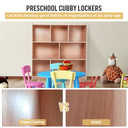 AutoSteelix 8-Compartment Storage Cubby, Mobile Storage Cabinet for Classrooms, Daycare Toy Shelves with 4 Casters, 2 Storage Boxes for Home, School, Kindergarten