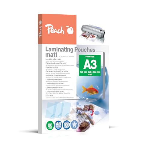 Peach S-PP580-15 Laminating Pouches DIN A3 80 mic Matt Pack of 100