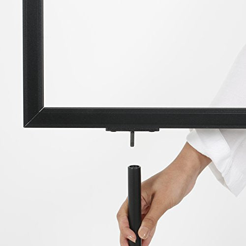M&T Displays Metal Oval Info Board Black 24x36 Inches Slide-In Poster Sign Holder 1 Tier Double Sided Floor Standing Pedestal Advertising Display with Backing and Anti-Glare PET Cover