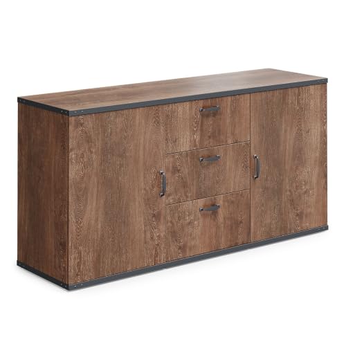 NBF Credenza Office Storage Cabinet with Shelving Office Organizer, Gray