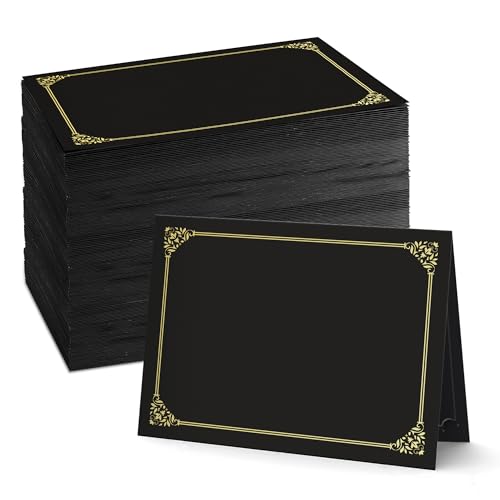 Black Certificate Holders (100 Packs), Diploma Covers Gold Foil Border