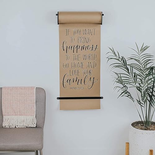 LNNW Kraft Paper Dispenser 50 Meter Long Brown Kraft Paper Roll Holder & Dispenser, 30/60/90/120 cm Wide Note Paper Roll Cutter Decorative Message Boards for Wall(Steel Frame Wide-67cm/26.3in)