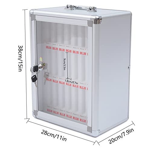 Aluminum Alloy Pocket Chart Cell Phones Storage Cabinet for Cell Phones, Mobile Phone Safe Storage Gadget for Classroom Home Table Office, Wall-Mounted with a Locked, Can be Carried by Hand (24 Slots)