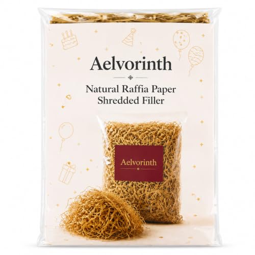 Aelvorinth Metallic Paper Shreds, 100g Gold Shredded Paper Filler for Gift Boxes and Baskets, Premium Decorative Packing Material for Christmas, Birthday, Wedding and Party Gifts
