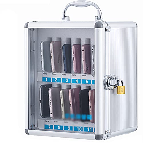 JOMRTS Wall-Mounted Aluminum Alloy Wall Mounted Cell Phone Locker Pocket Chart Storage Locker Box Kitchen Furniture Locks,12 Slots (12 Slots)