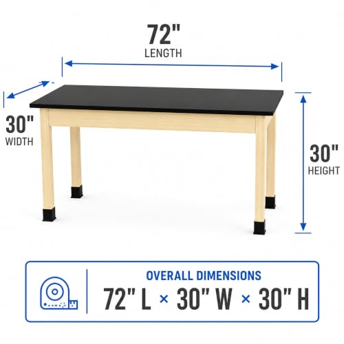 Learniture by Diversified Woodcrafts Science Lab Table, Chemical-Resistant Laboratory Table with Black High-Pressure Laminate Top, Solid Maple Legs, STEM Classroom, Science Lab & Workshop Furniture