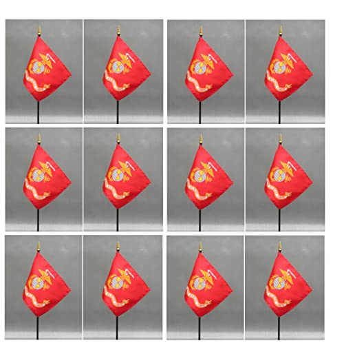 12-Pack Marine Corps Mini Desk Flags – 4x6 Inch Made in USA Tabletop Display Flags