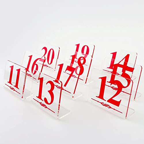 XAWSOP Table Number Plate, Acrylic Card Sign of Table Mark Table Number Name Plate Personality Figure for Wedding, Party, Event or Catedecoration 10Pcs/1 to 10,21 to 30