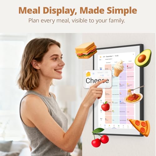 Dragon Touch 14 Inch Digital Calendar Wall - 1920 x 1080 FHD Electronic Wall Calendar Family Planner with 32GB Memory and Wall Mount, Touchscreen Intelligent Desk Calendar, Black