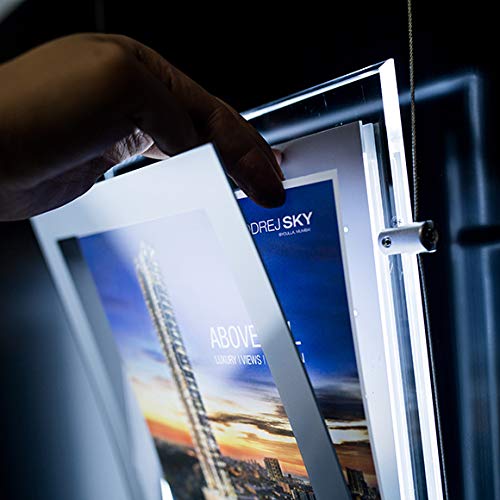 HKSIGN A2 Landscape Crystal Acrylic Led Backlit Real Estate Window Hanging Display Light Box Frame Decorative Signs Holder Advertising Display (Horizontal, 2pcs A2 a Row)
