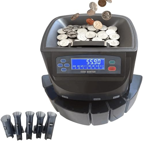Coin Counter, Coin Sorter with Digital Counting Display, 300 Coins/Minute