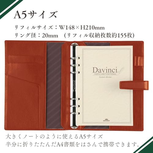 Raymei Fujii DSA3002C Personal Organizer, Da Vinci, Standard, A5, Brown