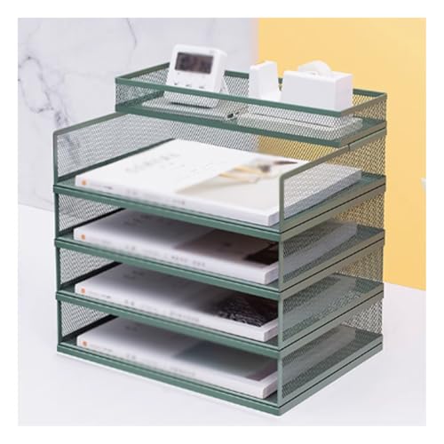 File Classification Organizer, Desktop File Organizer, 4/5-Layer Paper Sorter, Desktop Student Bookshelf, Paper Locker for Home, Classroom, Office, School(Green,5tier)