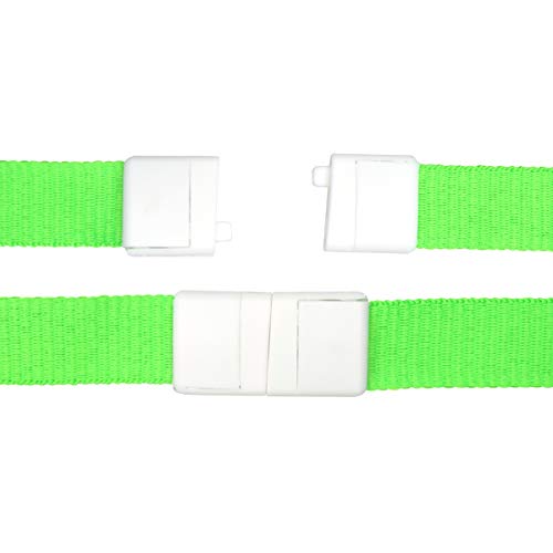 Specialist ID Bulk 100 Pack - Bright Wide Neon Green Lanyards for Name Badges with Safety Breakaway Neck Clasp & ID Badge Holder J Clip - High Visibility Neon for Name Tag, Keys, Cruise, Student ID