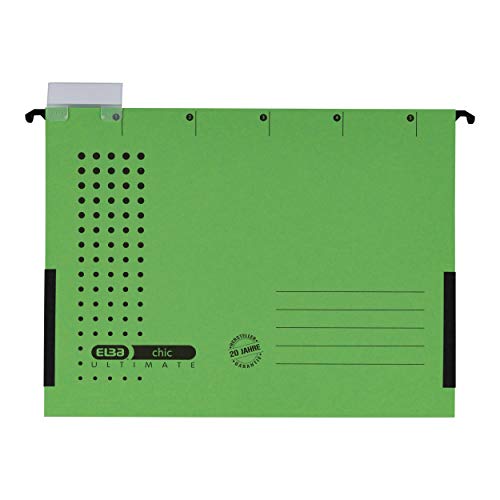 Elba Chic Ultimate 85743GN Suspension File Folder with Partially Closed Sides Pack of 25 Green