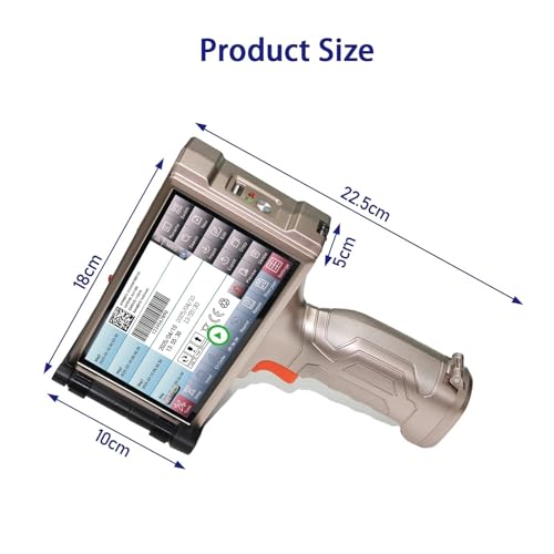 SHIHUANI 1200PDI Industrial Handheld Inkjet Printer with 6.5 Inch Touchscreen for Text QR Code Logo(Ink Cartridge 1pc)