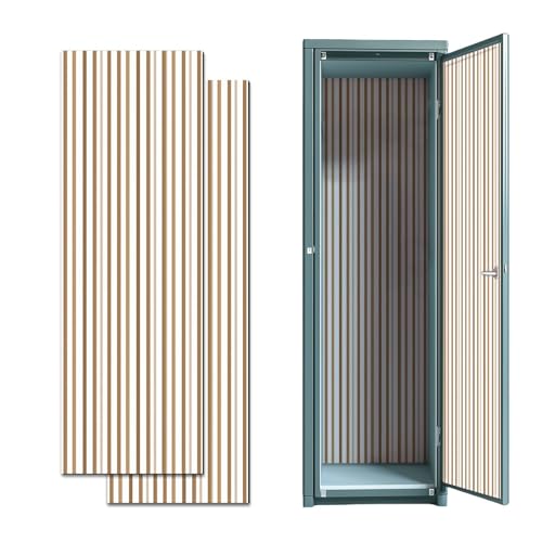 2 Pcs Locker Magnetic Wallpaper wood panel wall Realistic wooden light brown vertical planks white 12" x 36" Wall Magnetic Sticker Removable Locker Accessories Decor Easy Install for Office School